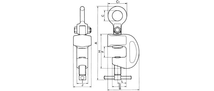 三木HP-Y螺旋鎖緊鋼板吊具尺寸圖