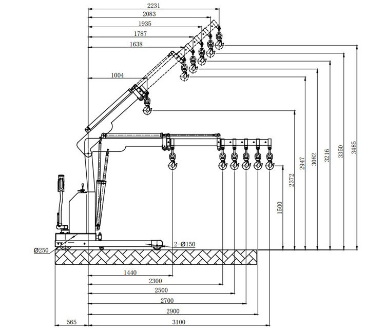 龍升電動液壓小吊機尺寸圖 龍升電動液壓小吊機尺寸圖