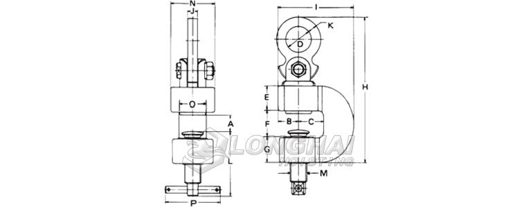 SAR螺旋式無傷鋼板鉗尺寸圖